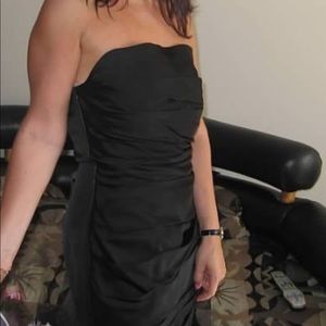 🔥🔥Rachel Roy ruched black sateen strapless dress